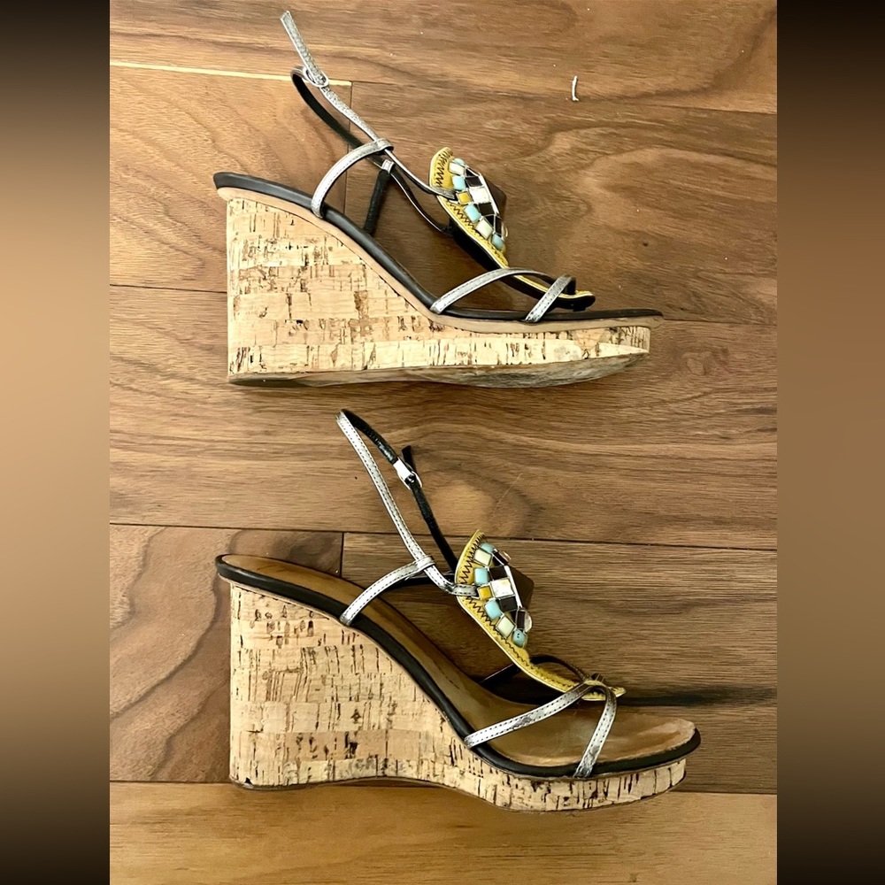 Open Toe Wedge With Rhinestone Embellishment. - image 4